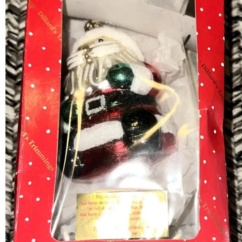 Vintage Hand Blown Glass Santa Clause Christmas Ornament Dillard's 727T4410